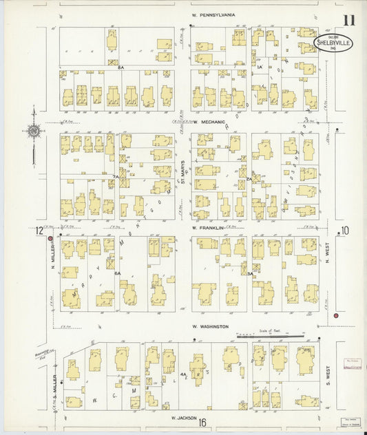 Sanborn Fire Insurance Map from Shelbyville, Shelby County, Indiana (1910), Sheet #0011 - Historic Sanborn Fire Insurance Map Print, vintage old map wall art, antique decor, genealogy gift, Indiana Indiana map