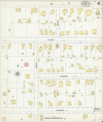 Sanborn Fire Insurance Map from Denton, Denton County, Texas (1901), Sheet #0004 - Complete Map Set gallery image, historic Sanborn map, vintage wall art, Texas Texas