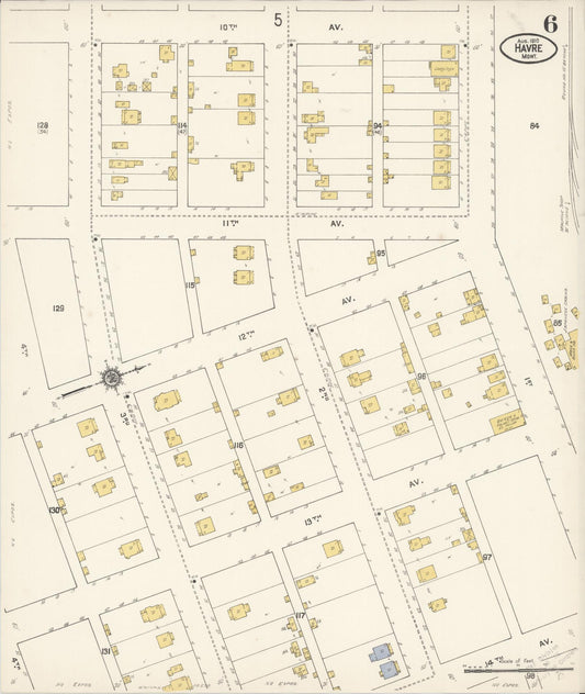 Sanborn Fire Insurance Map from Havre, Hill County, Montana (1910), Sheet #0006 - Historic Sanborn Fire Insurance Map Print, vintage old map wall art, antique decor, genealogy gift, Montana Montana map