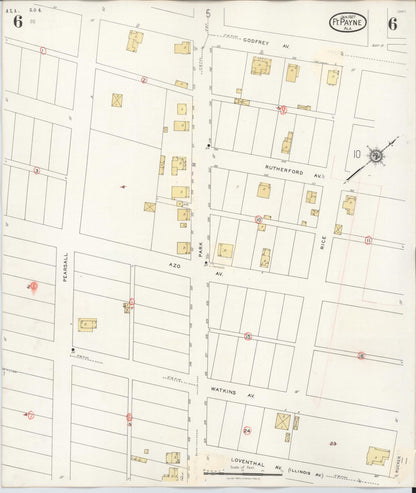 Sanborn Fire Insurance Map from Fort Payne, Dekalb County, Alabama (1935), Sheet #0006 - Complete Map Set gallery image, historic Sanborn map, vintage wall art, Alabama Alabama