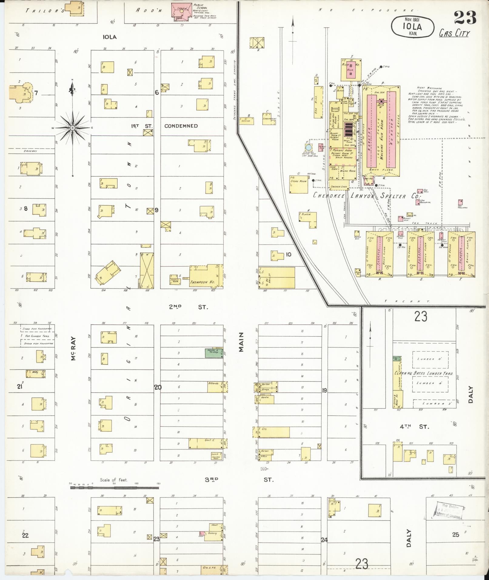 Sanborn Fire Insurance Map from Iola, Allen County, Kansas (1901), Sheet #0023 - Historic Sanborn Fire Insurance Map Print, vintage old map wall art, antique decor, genealogy gift, Kansas Kansas map