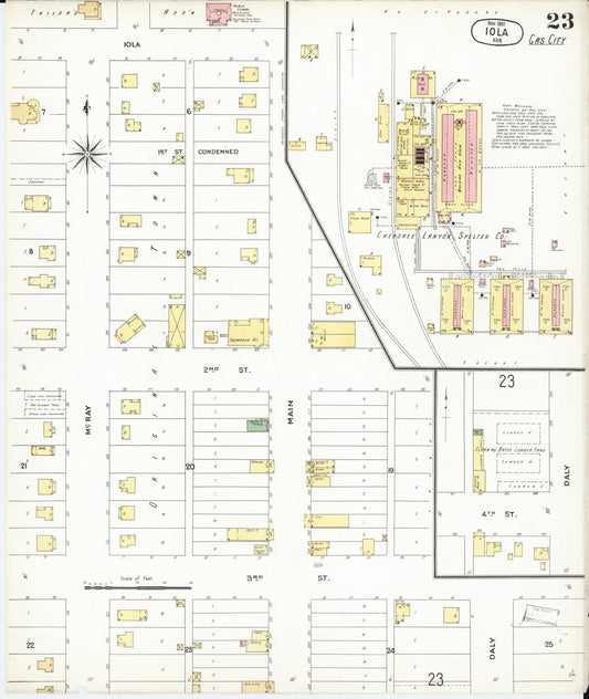Sanborn Fire Insurance Map from Iola, Allen County, Kansas (1901), Sheet #0023 - Historic Sanborn Fire Insurance Map Print, vintage old map wall art, antique decor, genealogy gift, Kansas Kansas map
