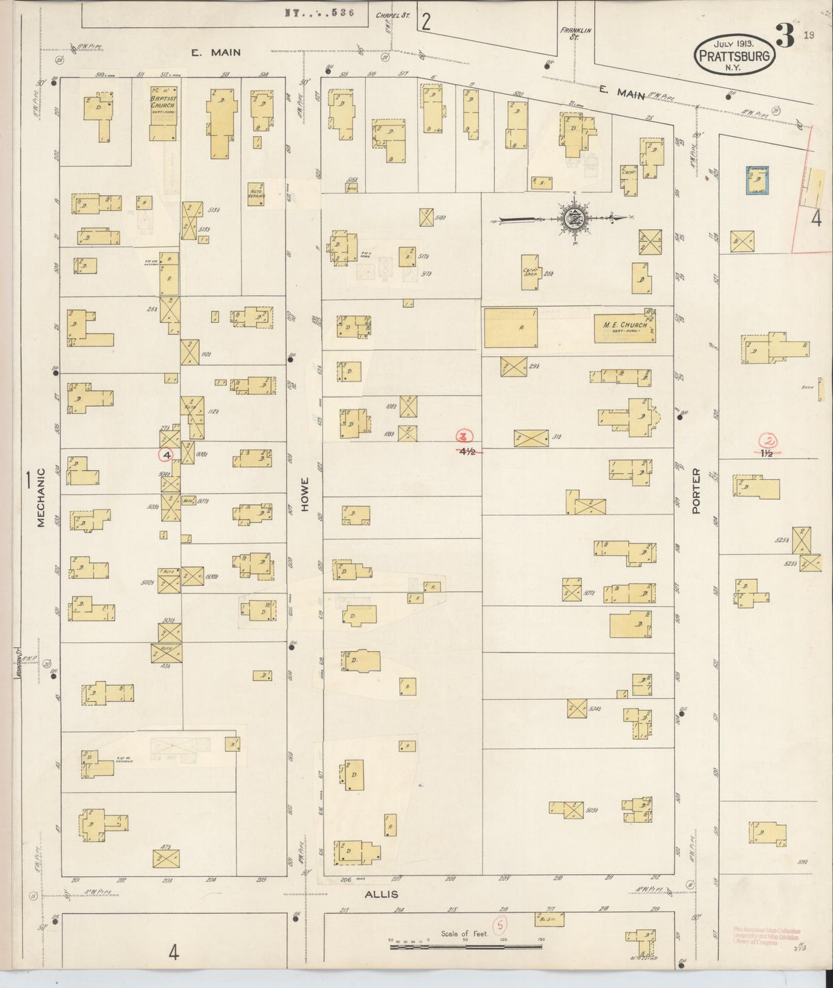 Sanborn Fire Insurance Map from Prattsburgh, Steuben County, New York (1934), Sheet #0003 - Historic Sanborn Fire Insurance Map Print, vintage old map wall art, antique decor, genealogy gift, New York New York map