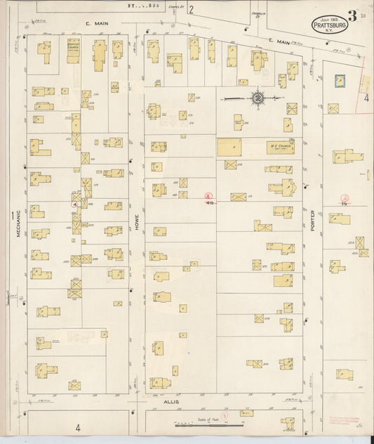 Sanborn Fire Insurance Map from Prattsburgh, Steuben County, New York (1934), Sheet #0003 - Historic Sanborn Fire Insurance Map Print, vintage old map wall art, antique decor, genealogy gift, New York New York map