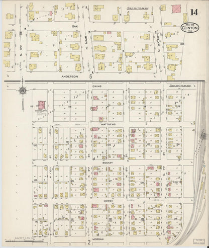 Sanborn Fire Insurance Map from Clinton, Vermillion County, Indiana (1915), Sheet #0014 - Historic Sanborn Fire Insurance Map Print, vintage old map wall art, antique decor, genealogy gift, Indiana Indiana map