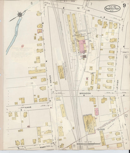 Sanborn Fire Insurance Map from Painted Post, Steuben County, New York (1943), Sheet #0009 - Complete Map Set gallery image, historic Sanborn map, vintage wall art, New York New York