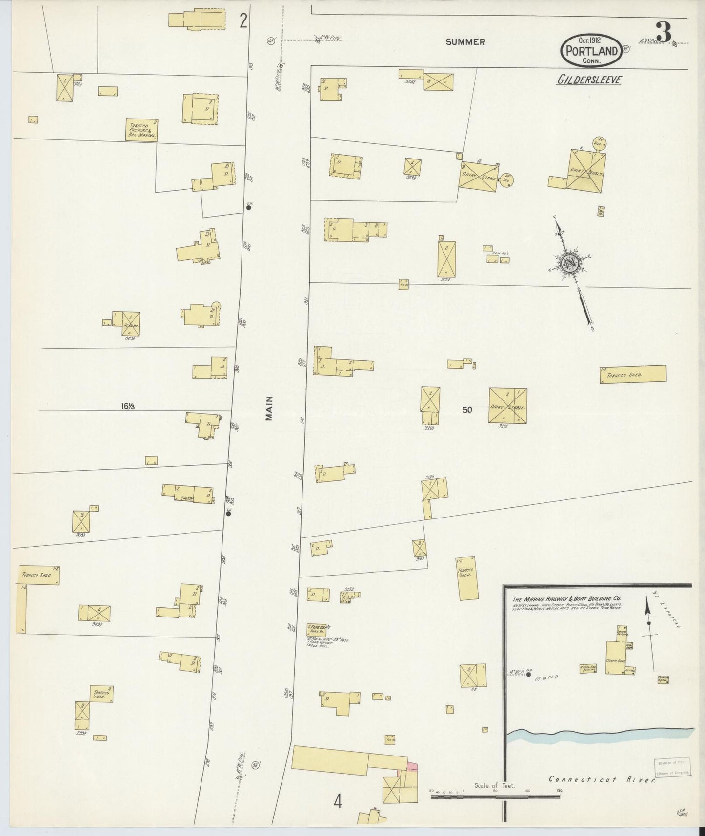 Sanborn Fire Insurance Map from Portland, Middlesex County, Connecticut (1912), Sheet #0003 - Complete Map Set gallery image, historic Sanborn map, vintage wall art, Connecticut Connecticut