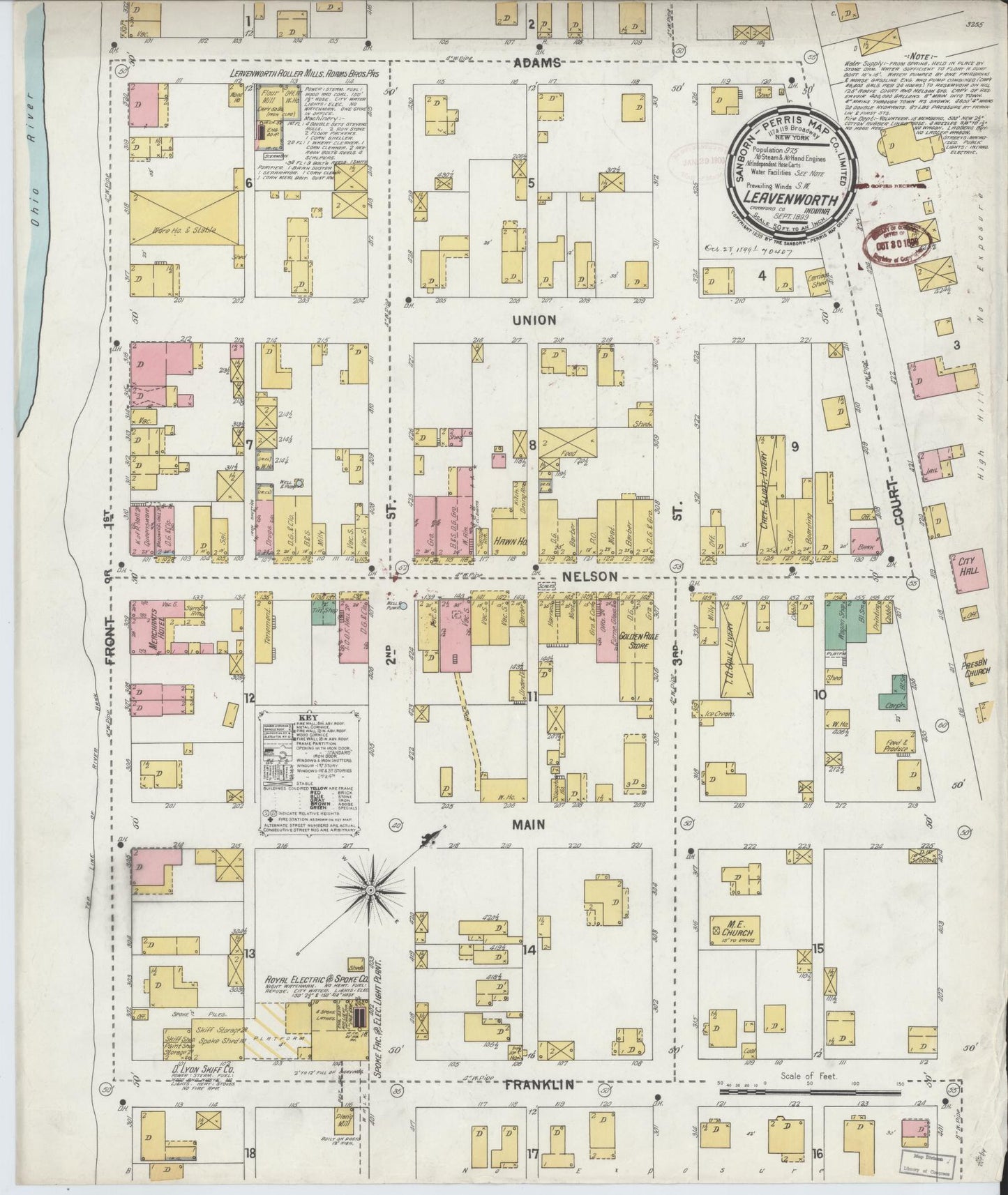 Sanborn Fire Insurance Map from Leavenworth, Crawford County, Indiana. (1899) – Historic Sanborn Fire Insurance Map Print