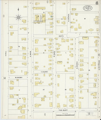 Sanborn Fire Insurance Map from Paris, Lamar County, Texas (1897), Sheet #0008 - Complete Map Set gallery image, historic Sanborn map, vintage wall art, Texas Texas