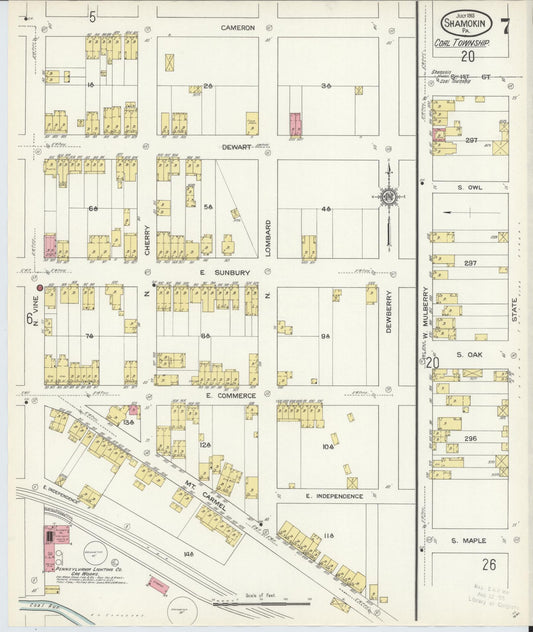Sanborn Fire Insurance Map from Shamokin, Northumberland County, Pennsylvania (1913), Sheet #0007 - Historic Sanborn Fire Insurance Map Print, vintage old map wall art, antique decor, genealogy gift, Pennsylvania Pennsylvania map
