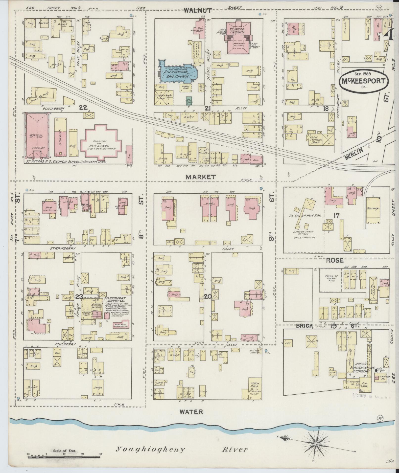 Sanborn Fire Insurance Map from McKeesport, Allegheny County, Pennsylvania (1889), Sheet #0004 - Complete Map Set gallery image, historic Sanborn map, vintage wall art, Pennsylvania Pennsylvania