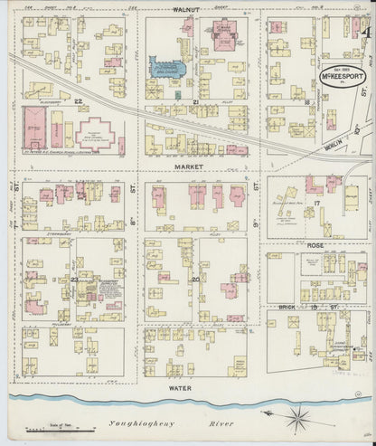 Sanborn Fire Insurance Map from McKeesport, Allegheny County, Pennsylvania (1889), Sheet #0004 - Complete Map Set gallery image, historic Sanborn map, vintage wall art, Pennsylvania Pennsylvania