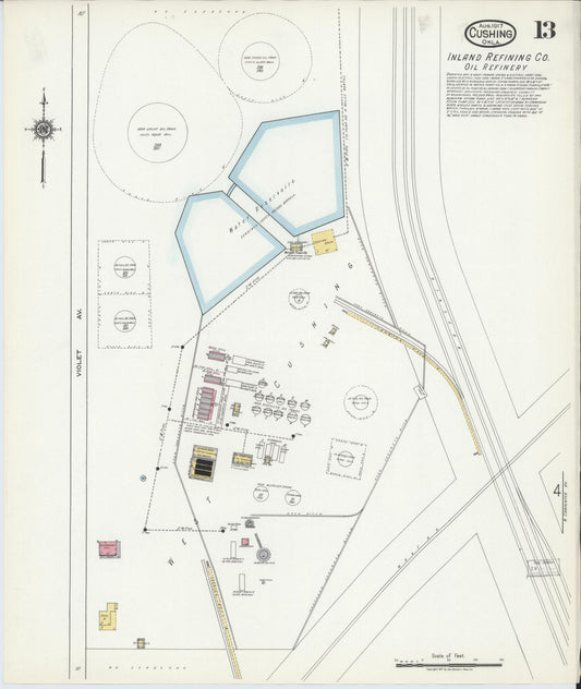 Sanborn Fire Insurance Map from Cushing, Payne County, Oklahoma (1917), Sheet #0013 - Historic Sanborn Fire Insurance Map Print, vintage old map wall art, antique decor, genealogy gift, Oklahoma Oklahoma map