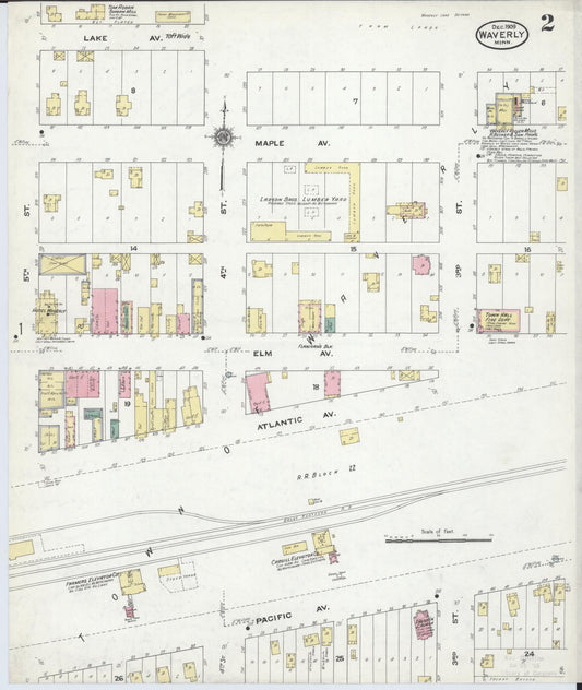 Sanborn Fire Insurance Map from Waverly, Wright County, Minnesota (1909), Sheet #0002 - Historic Sanborn Fire Insurance Map Print, vintage old map wall art, antique decor, genealogy gift, Minnesota Minnesota map