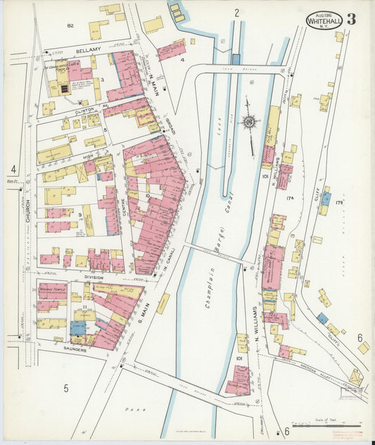 Sanborn Fire Insurance Map from Whitehall, Washington County, New York (1916), Sheet #0003 - Historic Sanborn Fire Insurance Map Print, vintage old map wall art, antique decor, genealogy gift, New York New York map