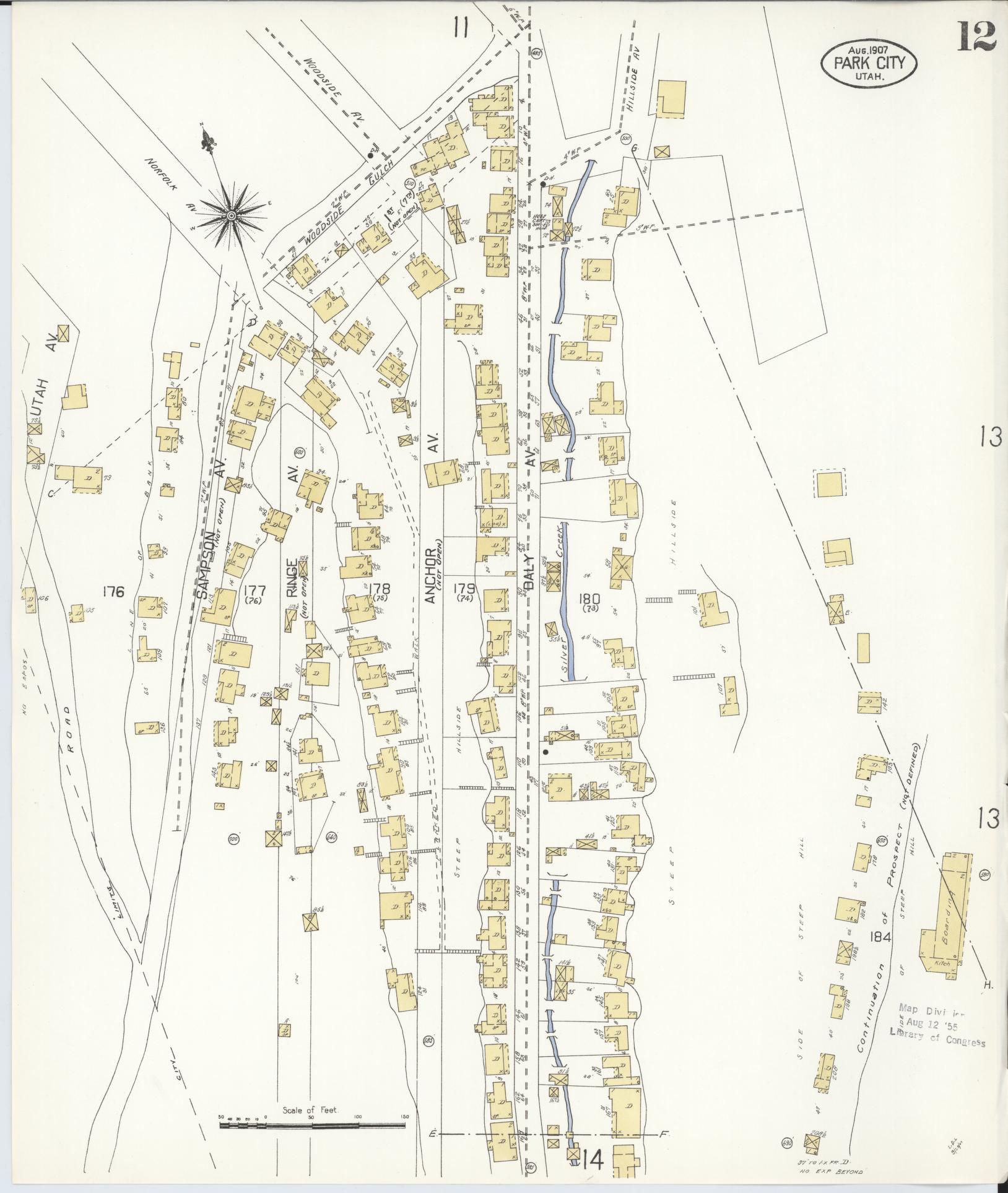Sanborn Fire Insurance Map from Park City, Summit County, Utah (1907), Sheet #0012 - Complete Map Set gallery image, historic Sanborn map, vintage wall art, Utah Utah