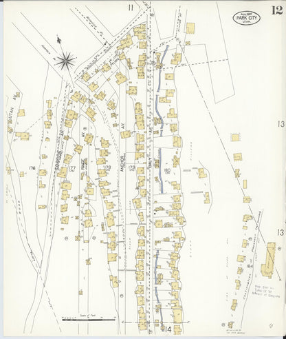Sanborn Fire Insurance Map from Park City, Summit County, Utah (1907), Sheet #0012 - Complete Map Set gallery image, historic Sanborn map, vintage wall art, Utah Utah