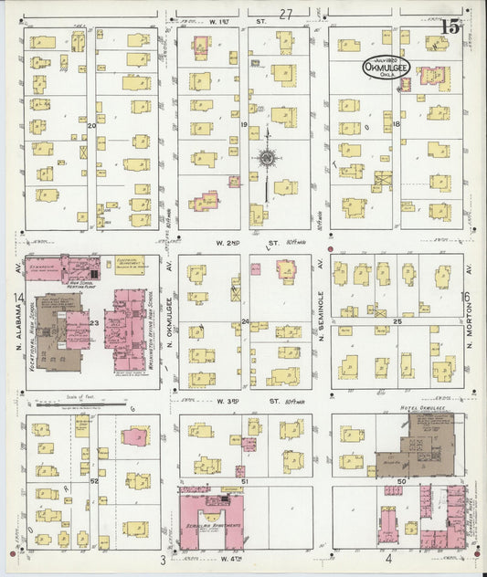 Sanborn Fire Insurance Map from Okmulgee, Okmulgee County, Oklahoma (1920), Sheet #0015 - Historic Sanborn Fire Insurance Map Print, vintage old map wall art, antique decor, genealogy gift, Oklahoma Oklahoma map