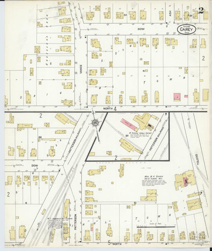 Sanborn Fire Insurance Map from Carey, Wyandot County, Ohio (1916), Sheet #0002 - Historic Sanborn Fire Insurance Map Print, vintage old map wall art, antique decor, genealogy gift, Ohio Ohio map