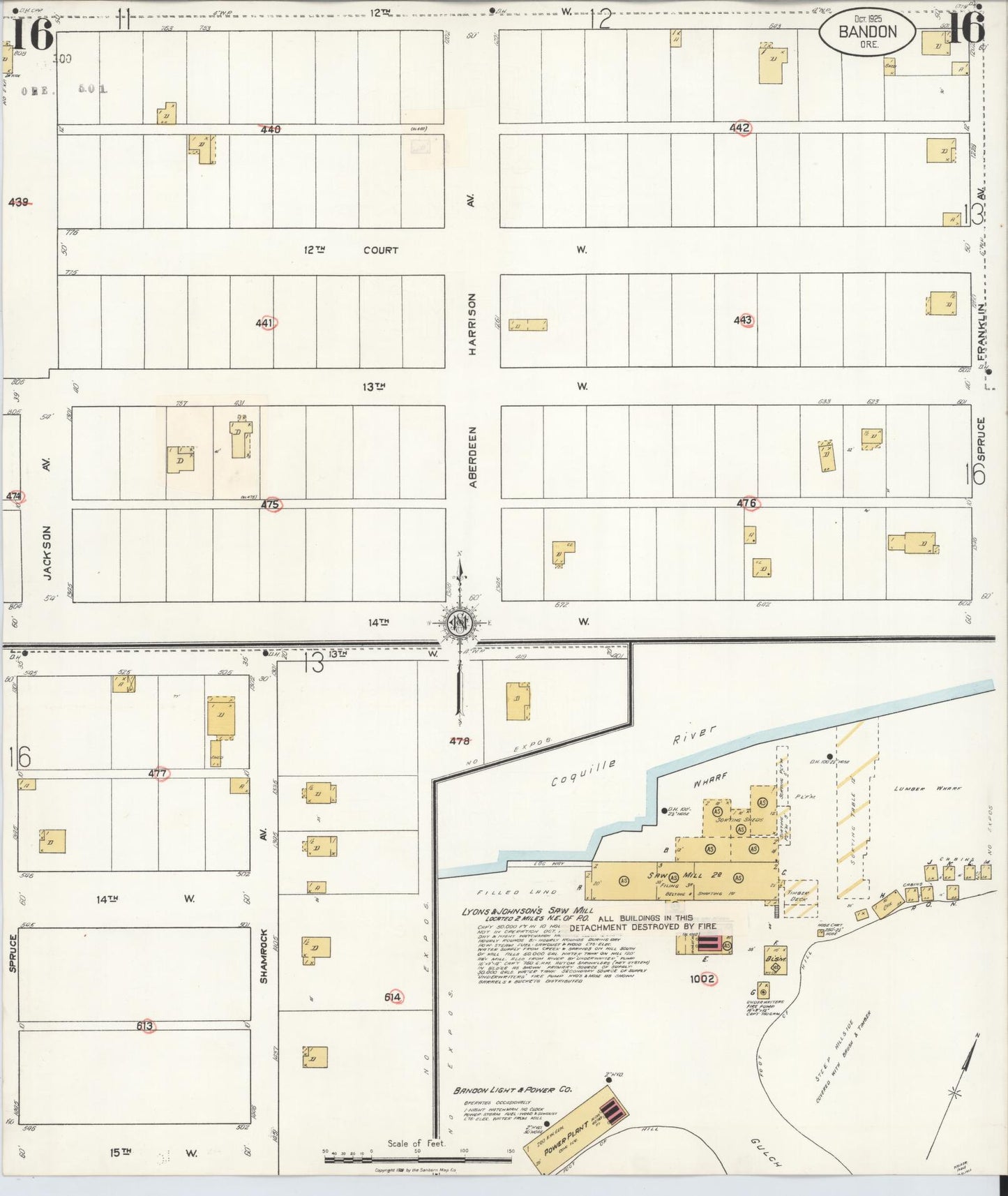 Sanborn Fire Insurance Map from Bandon, Coos County, Oregon (1931), Sheet #0016 - Complete Map Set gallery image, historic Sanborn map, vintage wall art, Oregon Oregon