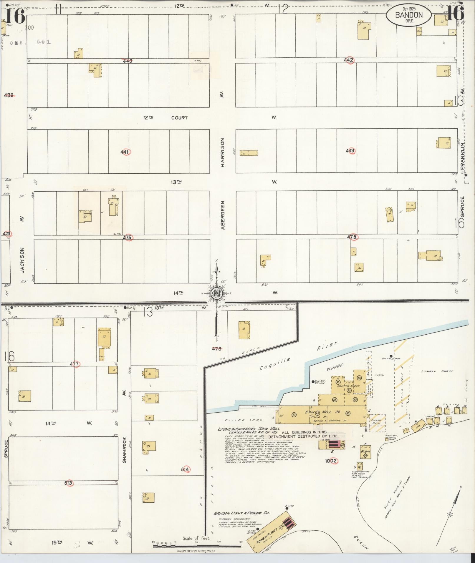 Sanborn Fire Insurance Map from Bandon, Coos County, Oregon (1931), Sheet #0016 - Complete Map Set gallery image, historic Sanborn map, vintage wall art, Oregon Oregon
