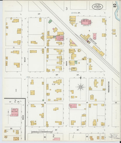 Sanborn Fire Insurance Map from Genoa, Ottawa County, Ohio (1899), Sheet #0002 - Complete Map Set gallery image, historic Sanborn map, vintage wall art, Ohio Ohio