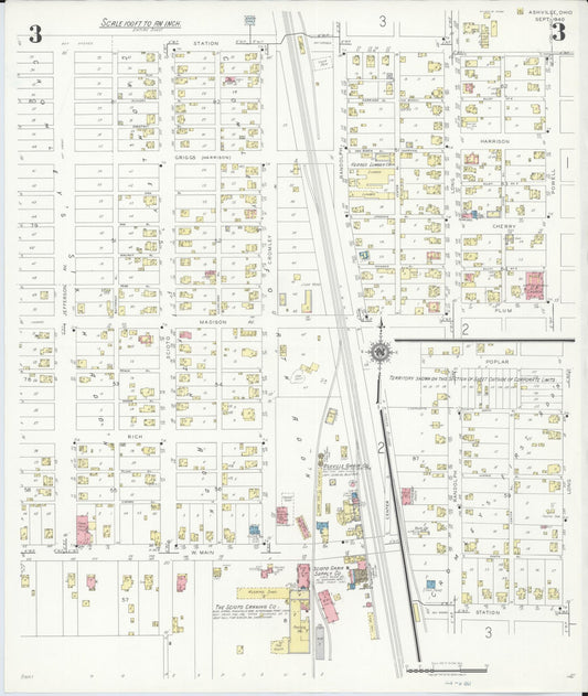 Sanborn Fire Insurance Map from Ashville, Pickaway County, Ohio (1940), Sheet #0003 - Historic Sanborn Fire Insurance Map Print, vintage old map wall art, antique decor, genealogy gift, Ohio Ohio map