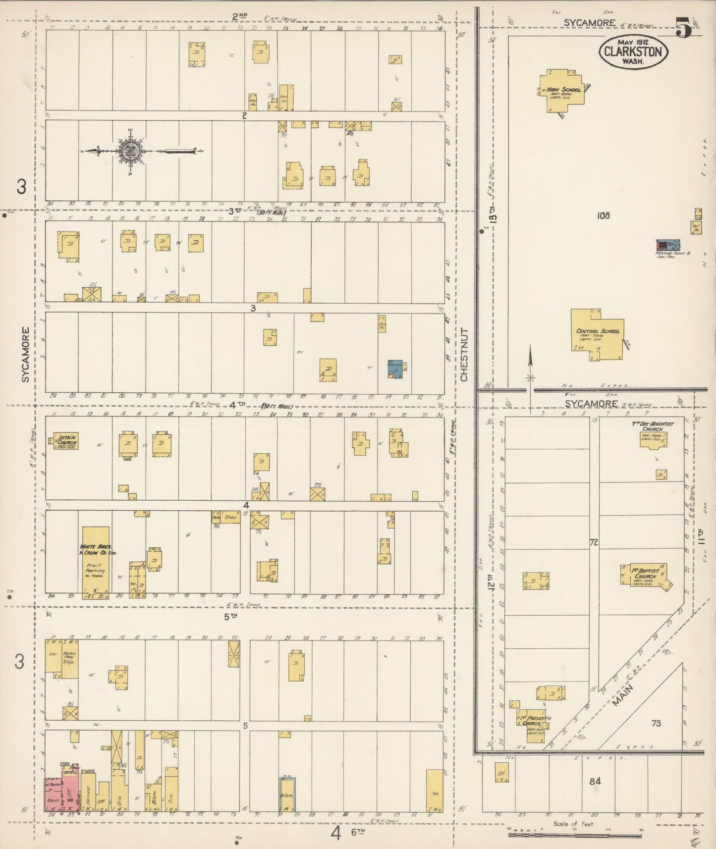 Sanborn Fire Insurance Map from Clarkston, Asotin County, Washington (1912), Sheet #0005 - Complete Map Set gallery image, historic Sanborn map, vintage wall art, Washington Washington