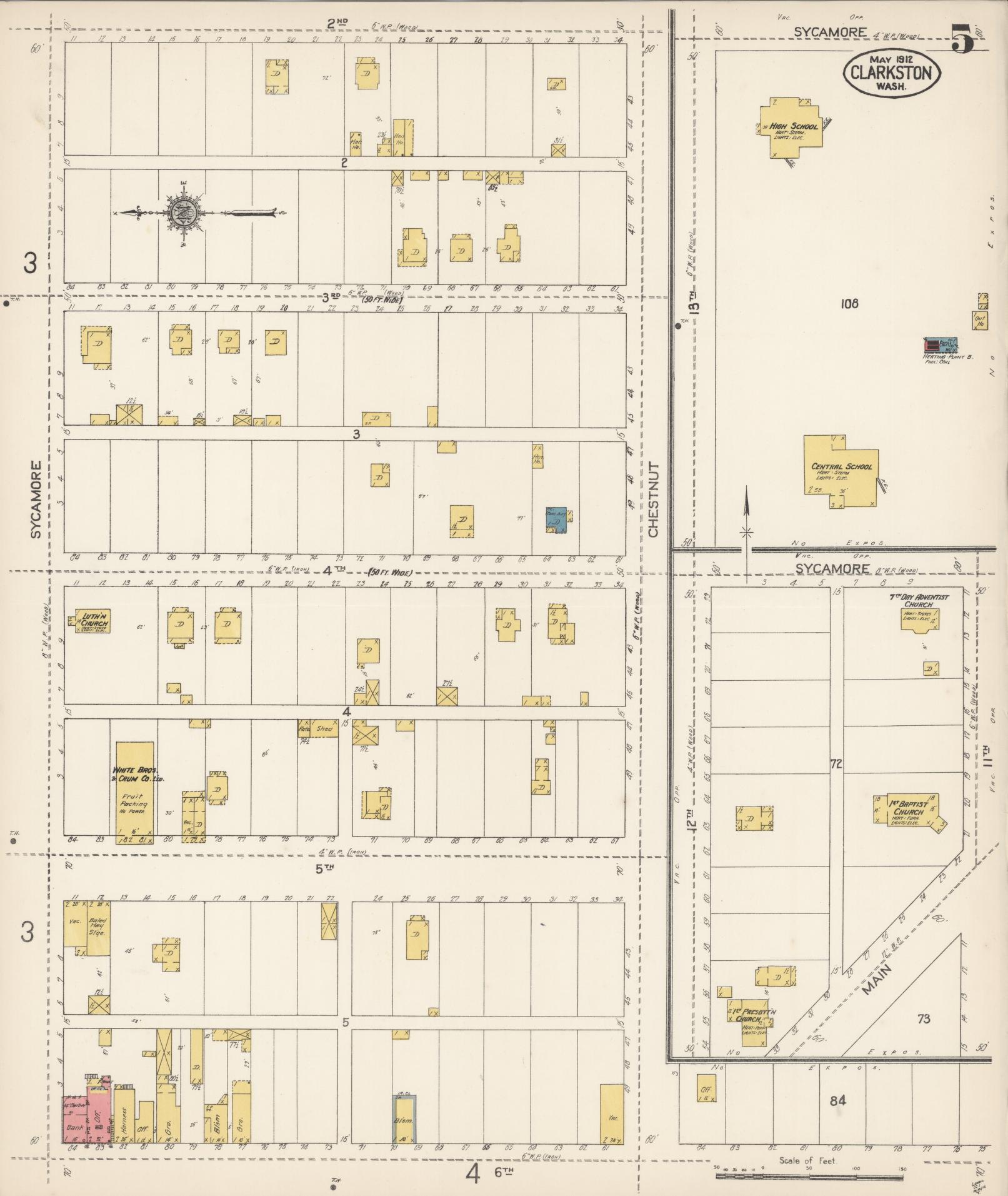 Sanborn Fire Insurance Map from Clarkston, Asotin County, Washington (1912), Sheet #0005 - Complete Map Set gallery image, historic Sanborn map, vintage wall art, Washington Washington