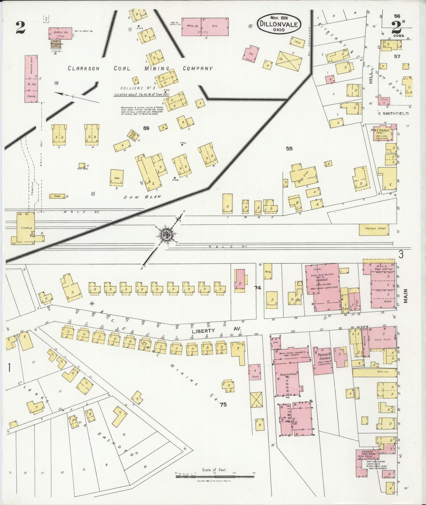 Sanborn Fire Insurance Map from Dillonvale, Jefferson County, Ohio (1924), Sheet #0002 - Complete Map Set gallery image, historic Sanborn map, vintage wall art, Ohio Ohio