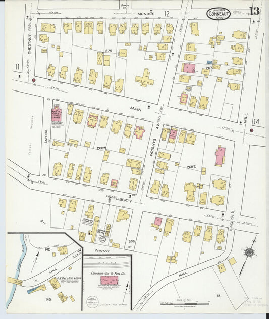 Sanborn Fire Insurance Map from Conneaut, Ashtabula County, Ohio (1919), Sheet #0013 - Historic Sanborn Fire Insurance Map Print, vintage old map wall art, antique decor, genealogy gift, Ohio Ohio map