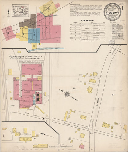 Sanborn Fire Insurance Map from Elkland, Tioga County, Pennsylvania (1922), Sheet #0001 - Historic Sanborn Fire Insurance Map Print, vintage old map wall art, antique decor, genealogy gift, Pennsylvania Pennsylvania map