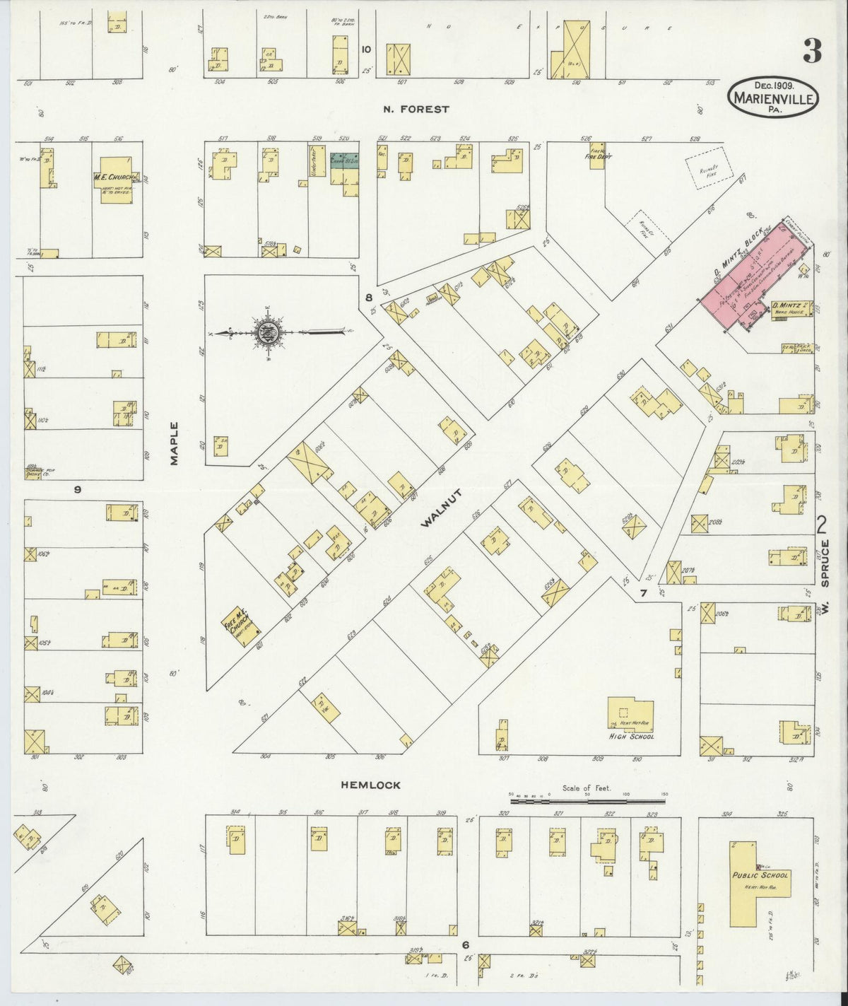 Sanborn Fire Insurance Map from Marienville, Forest County, Pennsylvania (1909), Sheet #0003 - Complete Map Set gallery image, historic Sanborn map, vintage wall art, Pennsylvania Pennsylvania