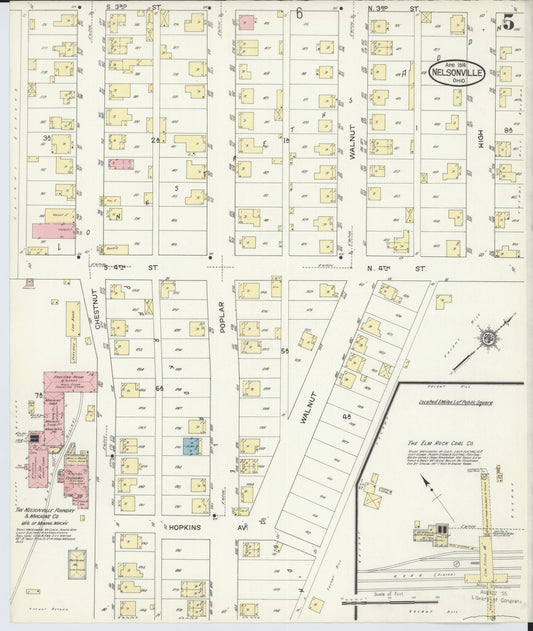 Sanborn Fire Insurance Map from Nelsonville, Athens County, Ohio (1914), Sheet #0005 - Historic Sanborn Fire Insurance Map Print, vintage old map wall art, antique decor, genealogy gift, Ohio Ohio map