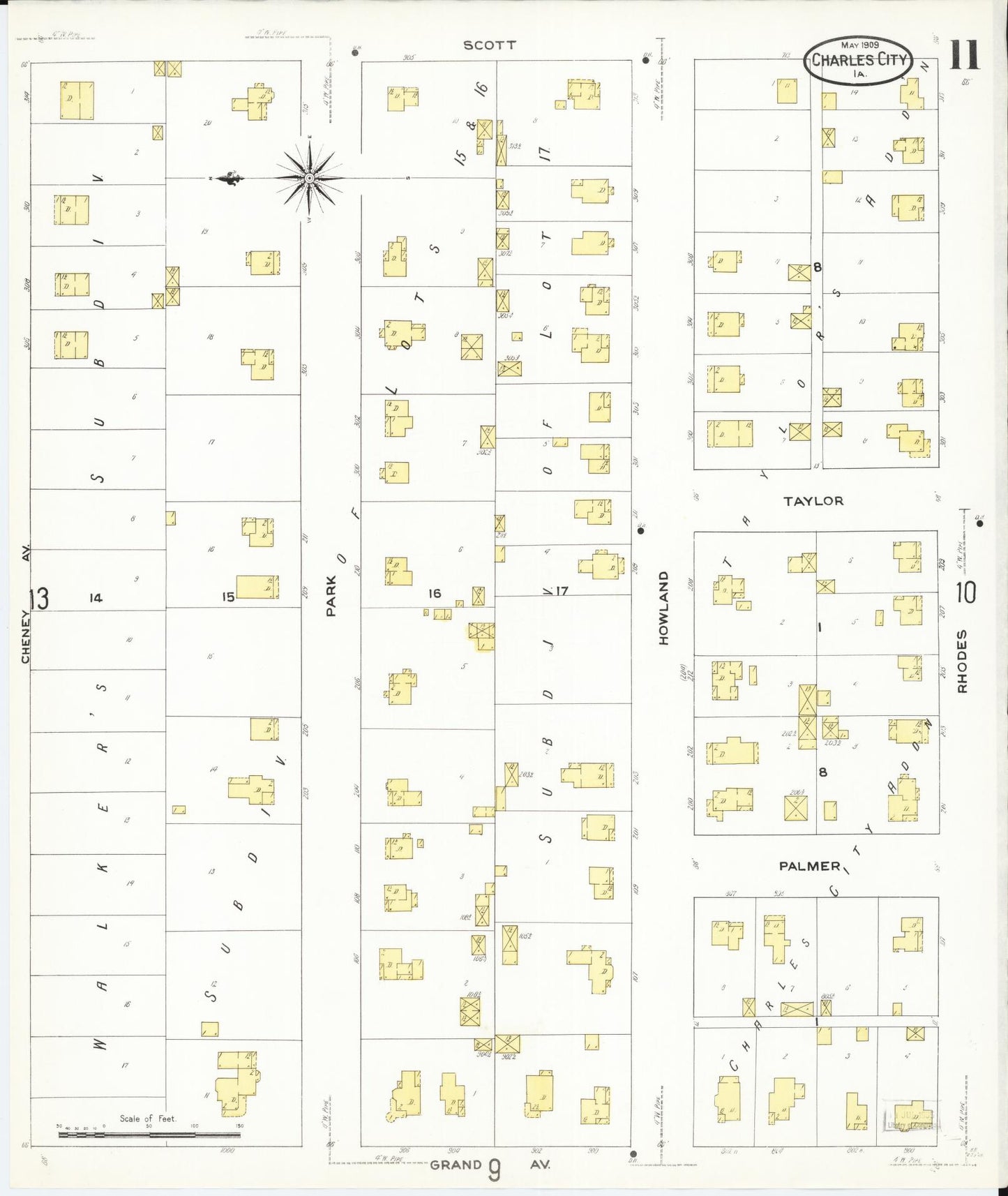 Sanborn Fire Insurance Map from Charles City, Floyd County, Iowa (1909), Sheet #0011 - Historic Sanborn Fire Insurance Map Print