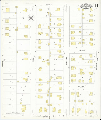 Sanborn Fire Insurance Map from Charles City, Floyd County, Iowa (1909), Sheet #0011 - Historic Sanborn Fire Insurance Map Print