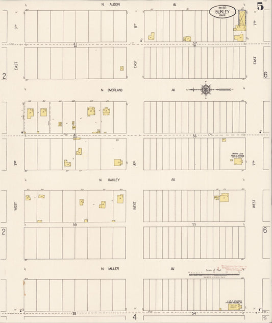 Sanborn Fire Insurance Map from Burley, Cassia County, Idaho (1921), Sheet #0005 - Historic Sanborn Fire Insurance Map Print, vintage old map wall art, antique decor, genealogy gift, Idaho Idaho map
