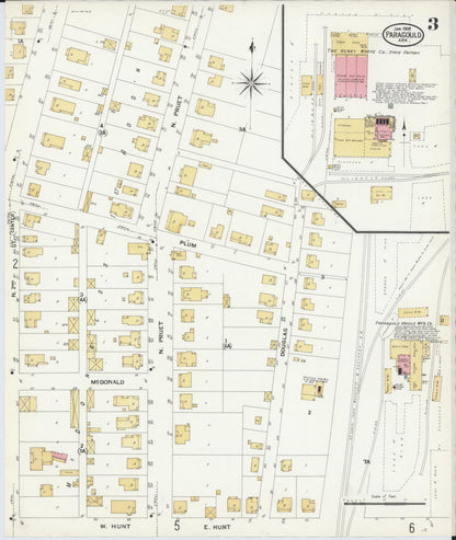 Sanborn Fire Insurance Map from Paragould, Greene County, Arkansas (1909), Sheet #0003 - Complete Map Set gallery image, historic Sanborn map, vintage wall art, Arkansas Arkansas