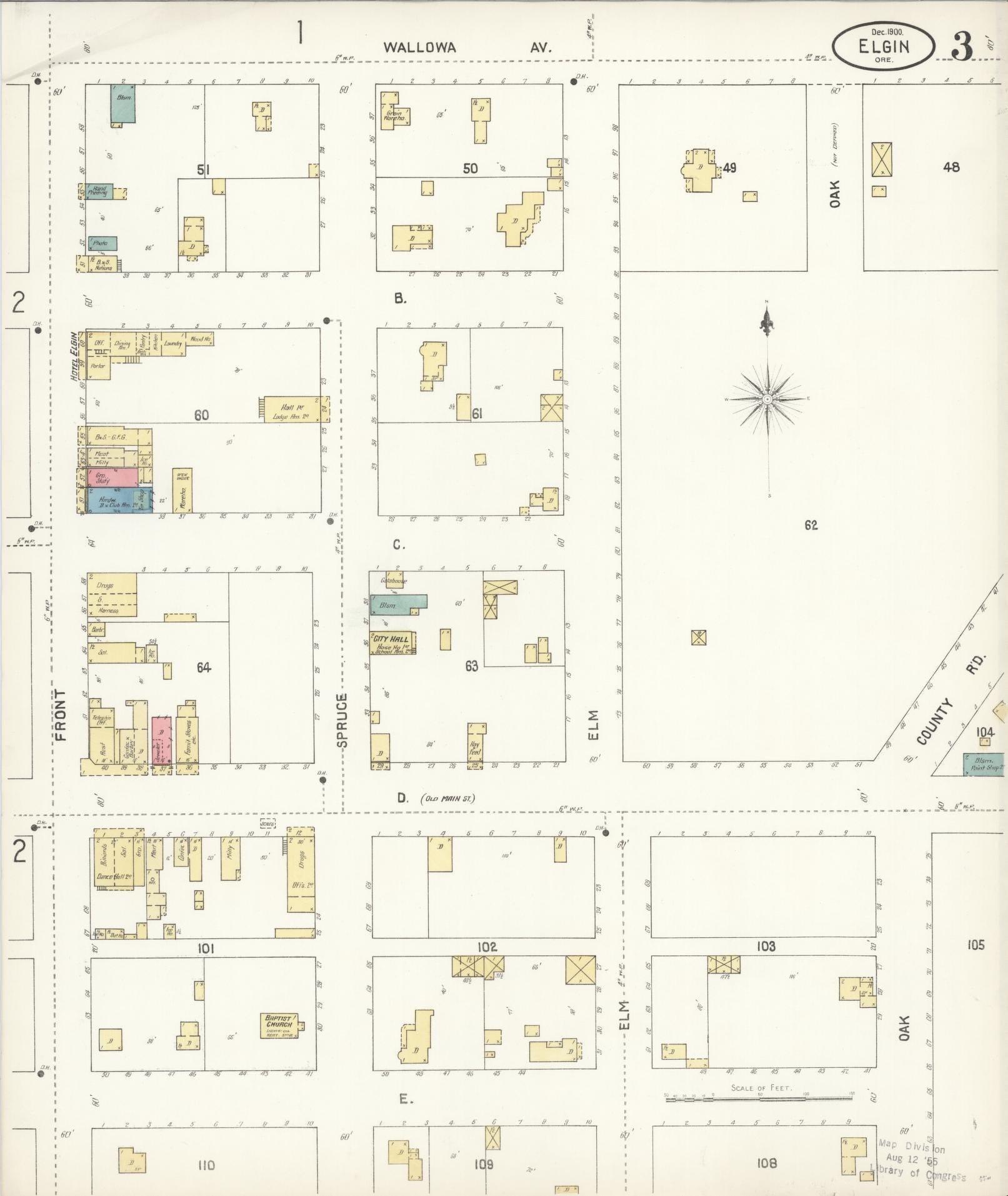 Sanborn Fire Insurance Map from Elgin, Union County, Oregon (1900), Sheet #0003 - Complete Map Set gallery image, historic Sanborn map, vintage wall art, Oregon Oregon