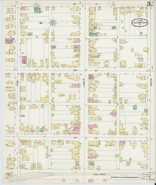 Sanborn Fire Insurance Map from Catawissa, Columbia County, Pennsylvania (1896), Sheet #0003 - Historic Sanborn Fire Insurance Map Print, vintage old map wall art, antique decor, genealogy gift, Pennsylvania Pennsylvania map