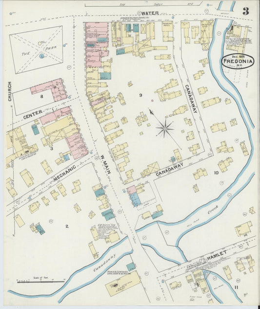 Sanborn Fire Insurance Map from Fredonia, Chautauqua County, New York (1891), Sheet #0003 - Historic Sanborn Fire Insurance Map Print, vintage old map wall art, antique decor, genealogy gift, New York New York map