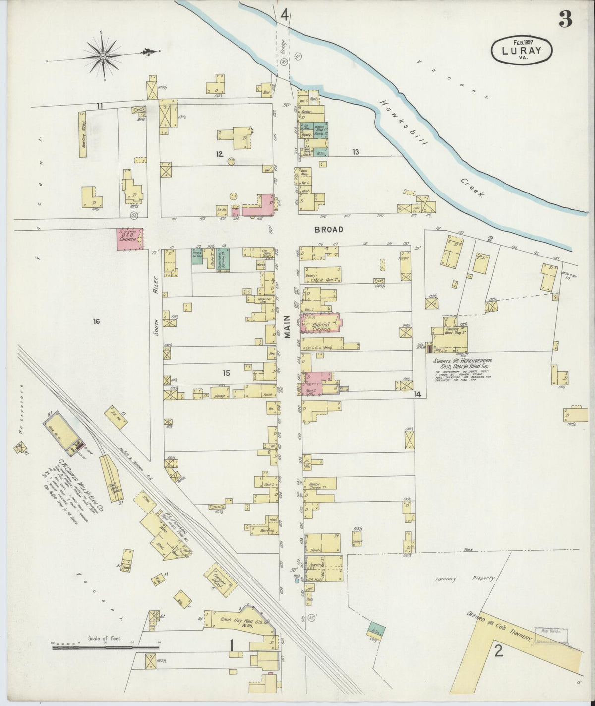 Sanborn Fire Insurance Map from Luray, Page County, Virginia (1897), Sheet #0003 - Complete Map Set gallery image, historic Sanborn map, vintage wall art, Virginia Virginia