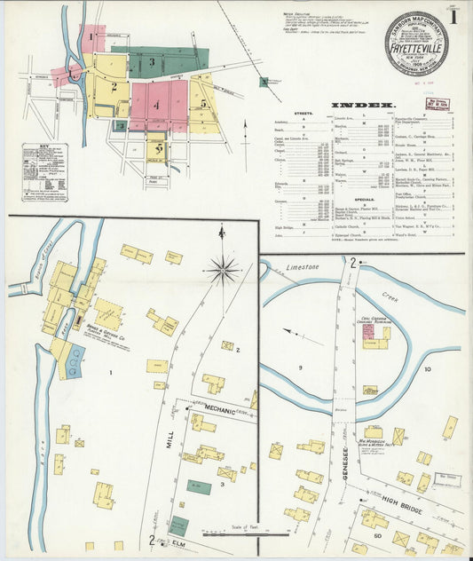 Sanborn Fire Insurance Map from Fayetteville, Onondaga County, New York (1909), Sheet #0001 - Complete Map Set gallery image, historic Sanborn map, vintage wall art, New York New York