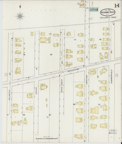 Sanborn Fire Insurance Map from Rockaway Beach, Queens County, New York (1894), Sheet #0014 - Historic Sanborn Fire Insurance Map Print, vintage old map wall art, antique decor, genealogy gift, New York New York map