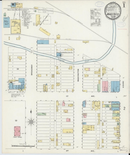 Sanborn Fire Insurance Map from Monte Vista, Rio Grande County, Colorado (1898), Sheet #0001 - Historic Sanborn Fire Insurance Map Print, vintage old map wall art, antique decor, genealogy gift, Colorado Colorado map
