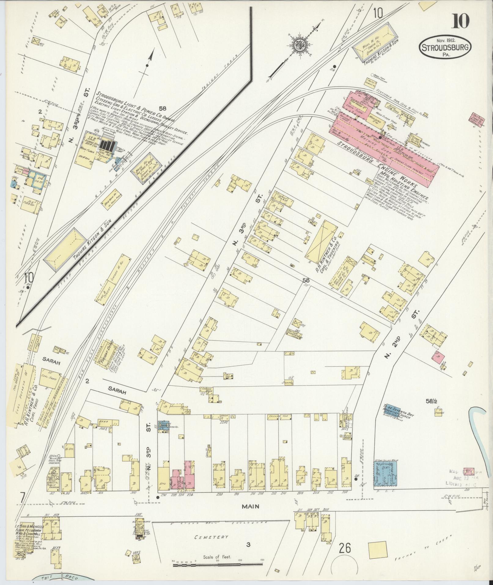 Sanborn Fire Insurance Map from Stroudsburg, Monroe County, Pennsylvania (1912), Sheet #0010 - Complete Map Set gallery image, historic Sanborn map, vintage wall art, Pennsylvania Pennsylvania