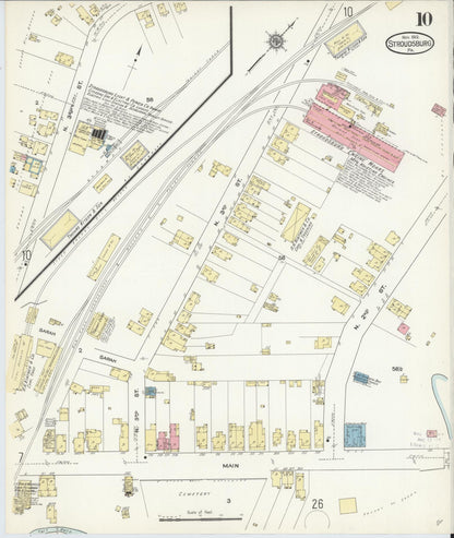 Sanborn Fire Insurance Map from Stroudsburg, Monroe County, Pennsylvania (1912), Sheet #0010 - Complete Map Set gallery image, historic Sanborn map, vintage wall art, Pennsylvania Pennsylvania