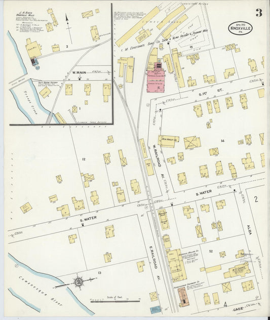 Sanborn Fire Insurance Map from Knoxville, Tioga County, Pennsylvania (1911), Sheet #0003 - Historic Sanborn Fire Insurance Map Print, vintage old map wall art, antique decor, genealogy gift, Pennsylvania Pennsylvania map