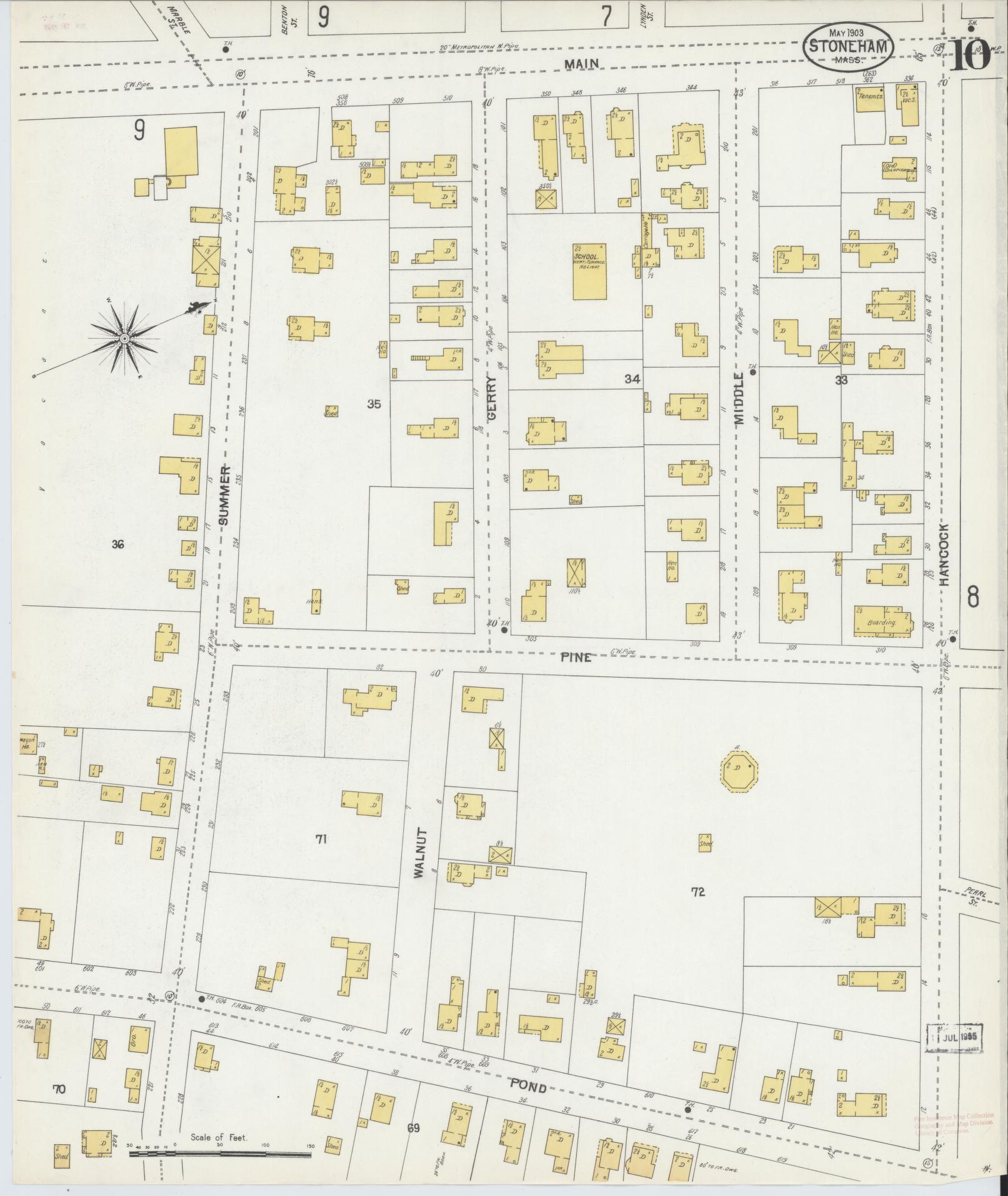 Sanborn Fire Insurance Map from Stoneham, Middlesex County, Massachusetts (1903), Sheet #0010 - Complete Map Set gallery image, historic Sanborn map, vintage wall art, Massachusetts Massachusetts