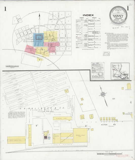 Sanborn Fire Insurance Map from Many, Sabine Parish, Louisiana. (1929) – Historic Sanborn Fire Insurance Map Print